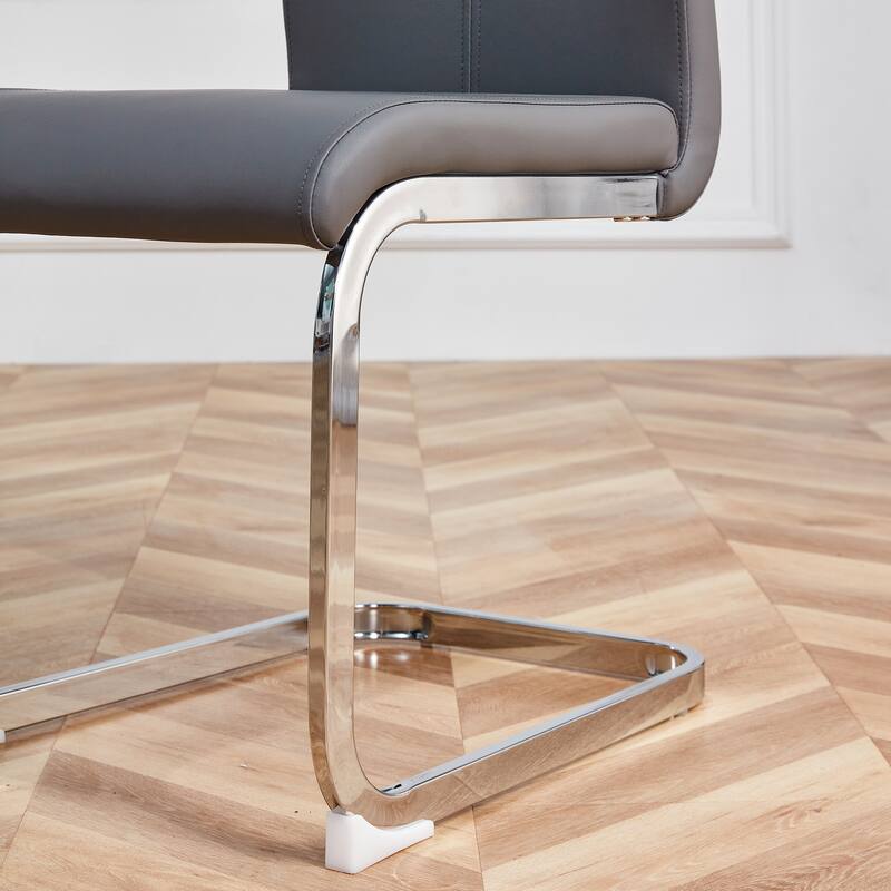 PU Faux Leather Dining Chairs Side Chair - Dark Gray