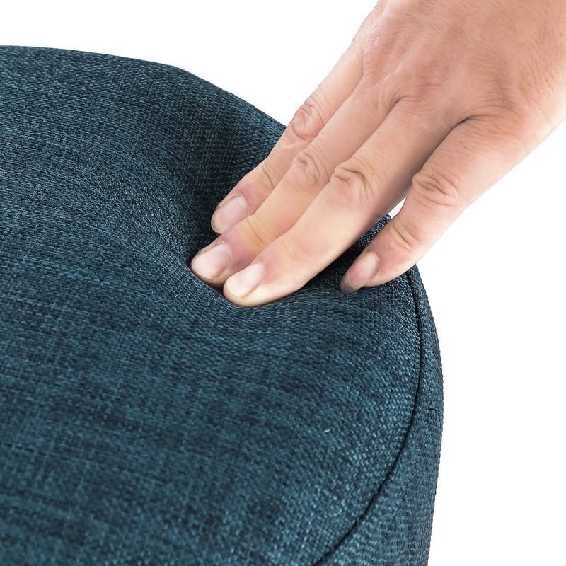 Adeco Round Ottoman Fabric Footrest Modern Padded Chair Footstool