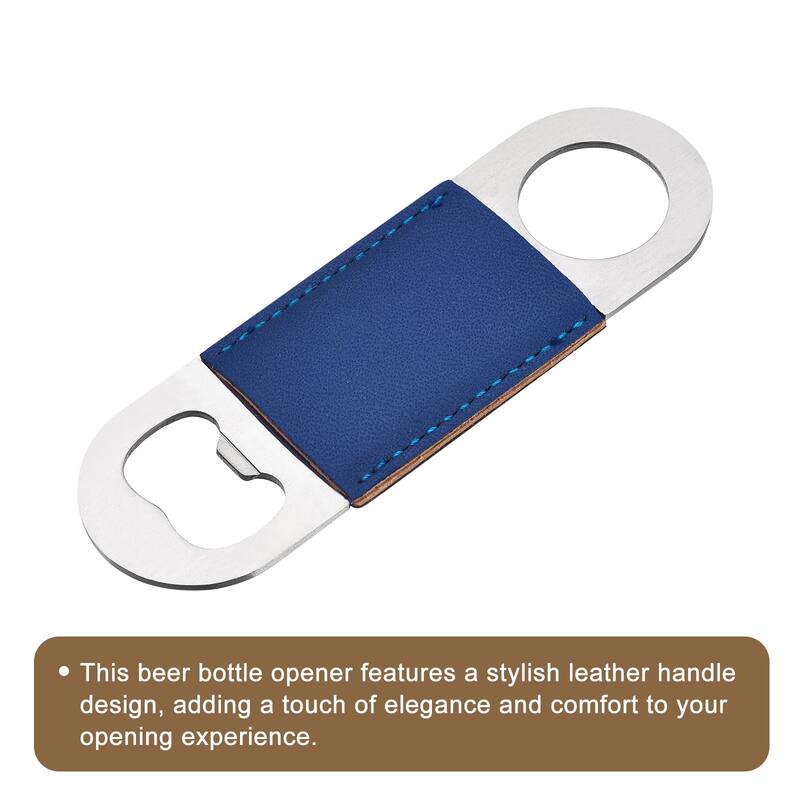 Bottle Opener, 4.7" Stainless Steel Beer Opener with Leather Handle