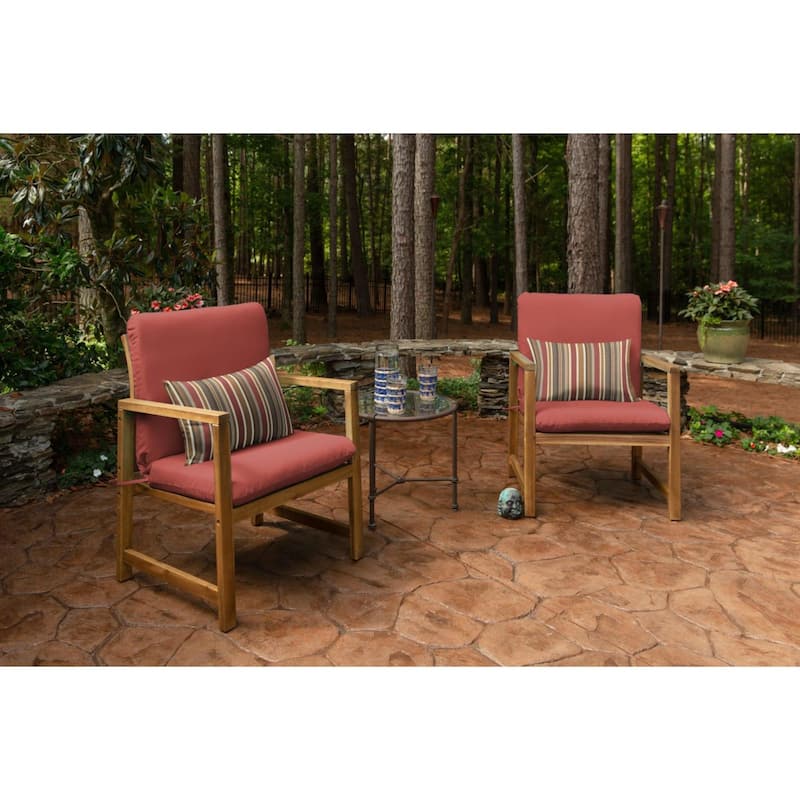 Sunbrella Stripe Fabric 1-Piece Indoor/Outdoor Lumbar Pillow, 19"W x 12"L, Brannon Redwood - 19"W x 12"L