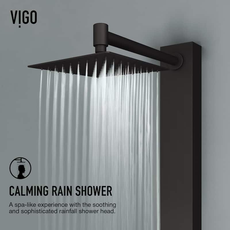 VIGO Bowery 58" H x 4" W 4-Jet Shower Panel with Square Shower Head and Tub Filler