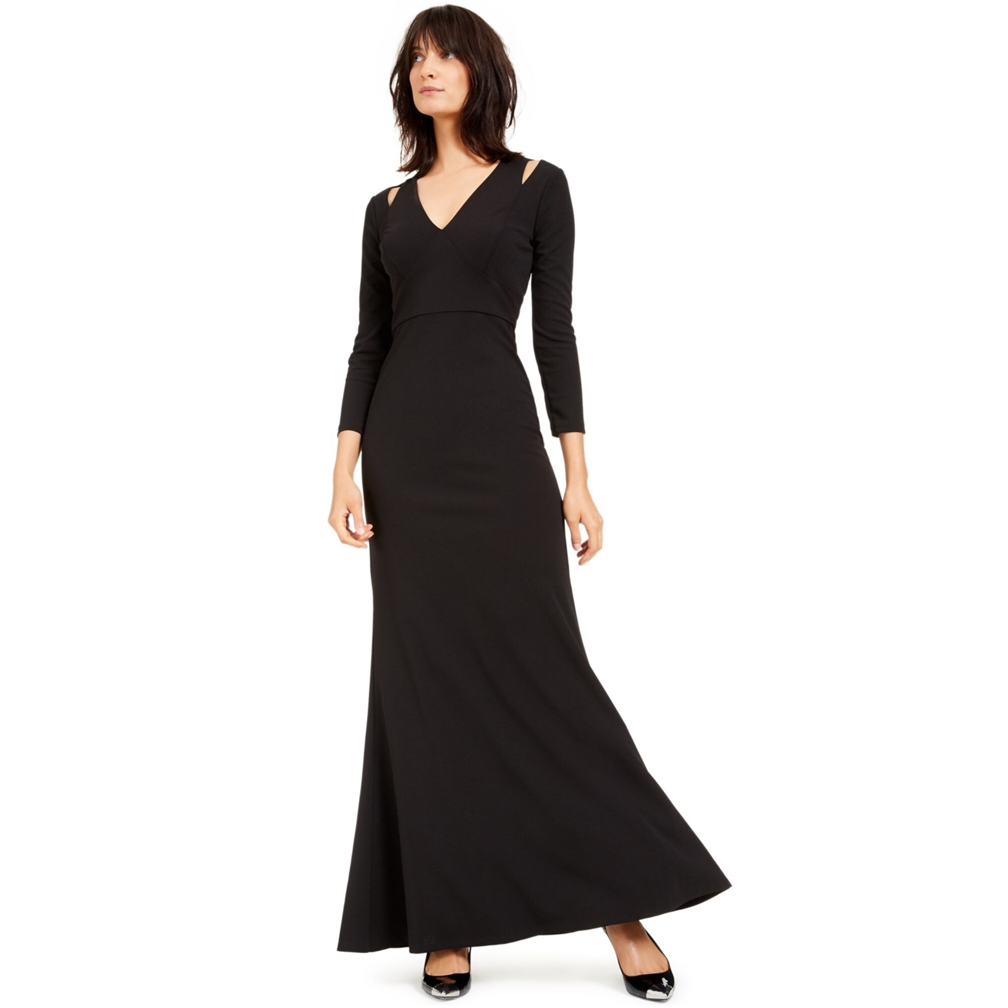Calvin Klein Womens Solid Gown Dress, Black, 6 - Overstock - 41849540