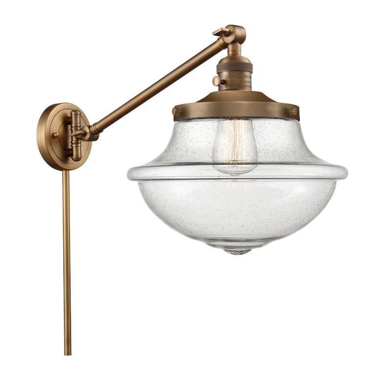 Innovations Lighting Large Oxford 13" Tall Bathroom Sconce - Brushed Brass / Seedy