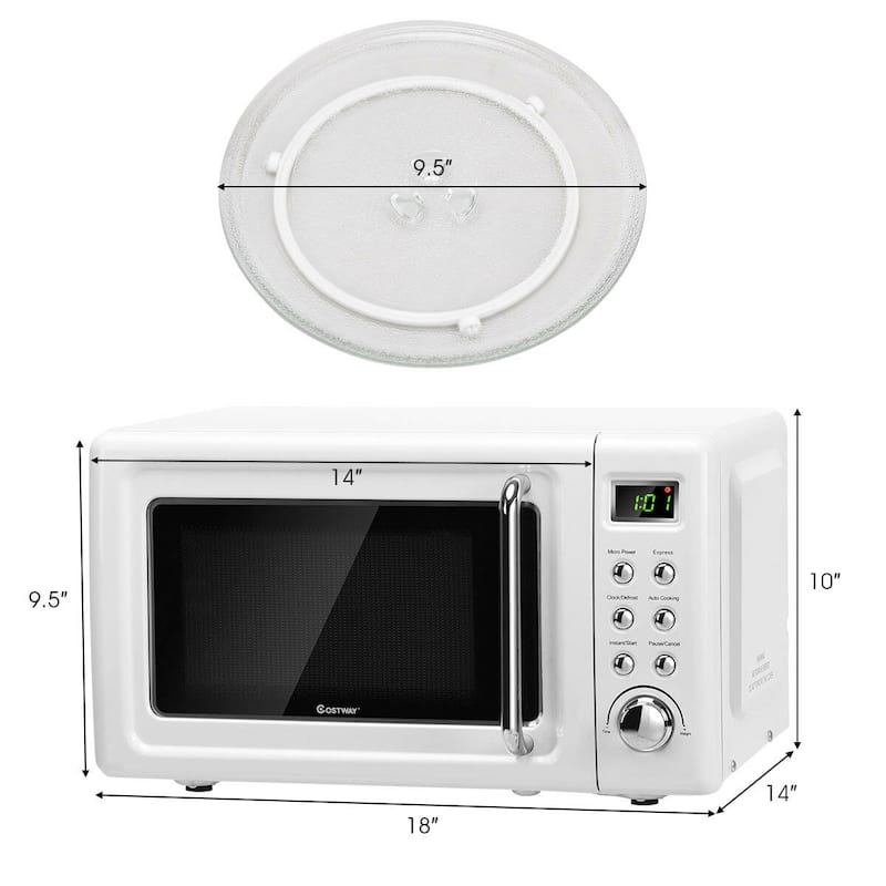 Costway 0.7Cu.ft Retro Countertop Microwave Oven 700W LED Display