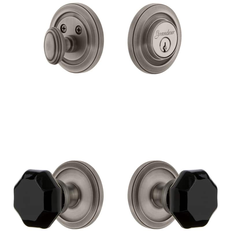 Grandeur Circulaire Solid Brass Rose Single Cylinder Keyed Entry - Antique Pewter