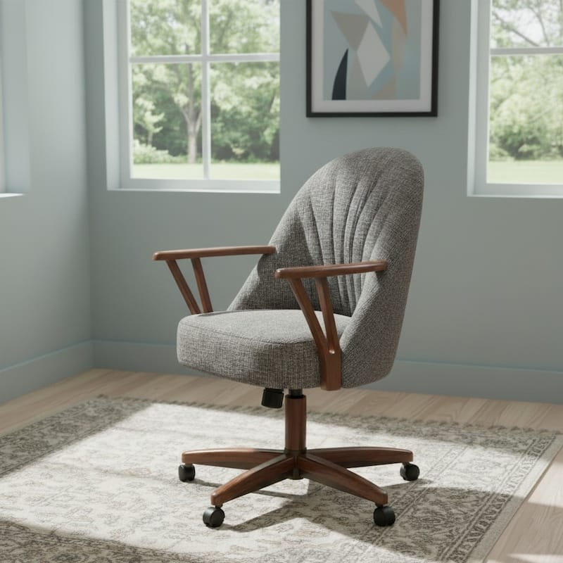 Chromcraft Cliff Caster Dining Chair Walnut Finish - Single - Walnut - Dining Height