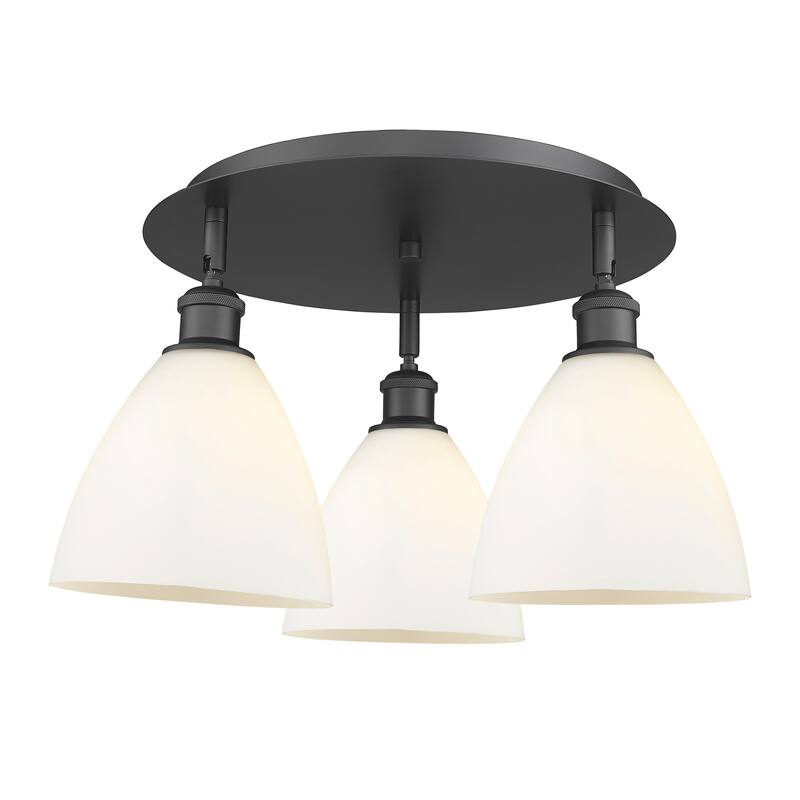 Innovations Lighting Bristol Glass - 3 Light 19" Flush Mount - Matte White/Matte Black