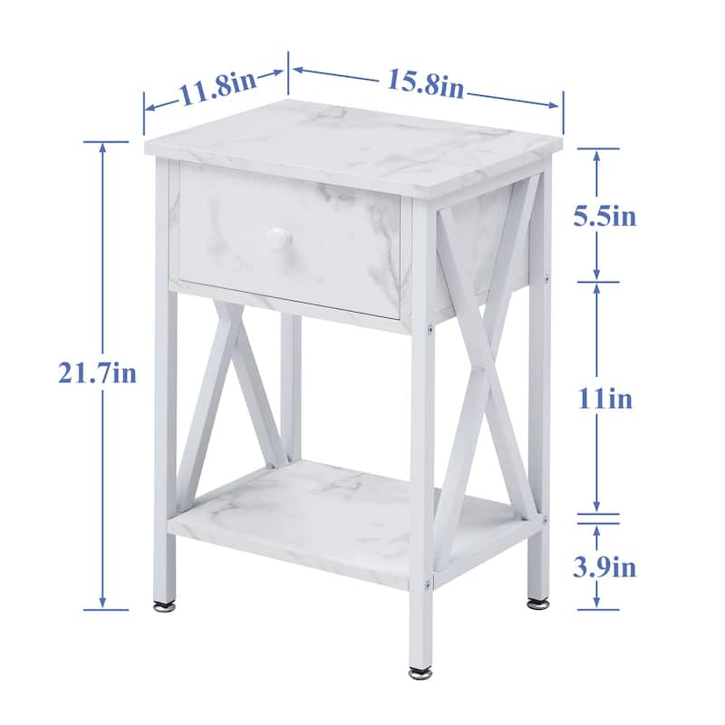 VECELO Modern Nightstand 1-Drawer with Storage Shelf, End Table/Side Table