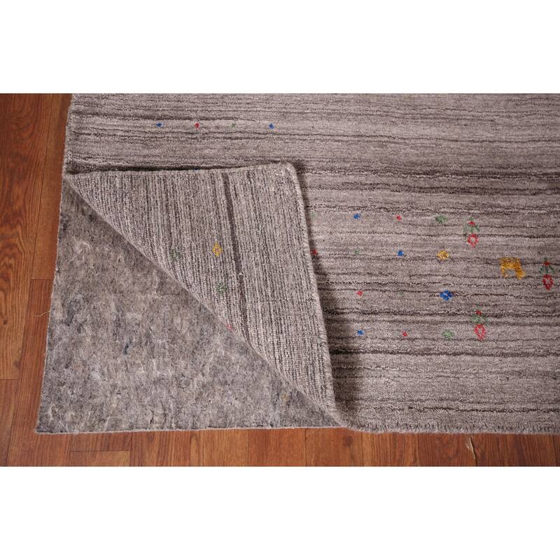 Striped Gabbeh Indian Area Rug Handmade Wool Carpet - 5'1"x 8'0"