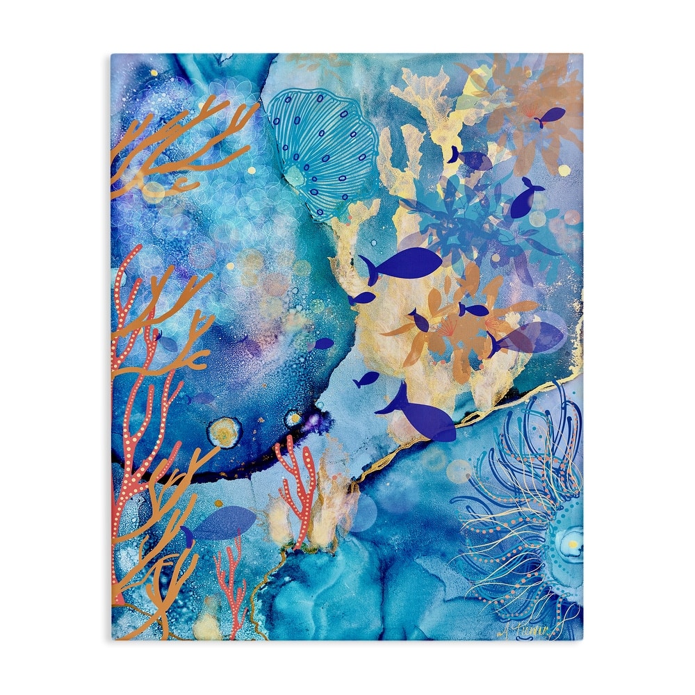 Stupell Coral & Sea Life Collage Canvas Wall Art Design By Amy Tieman