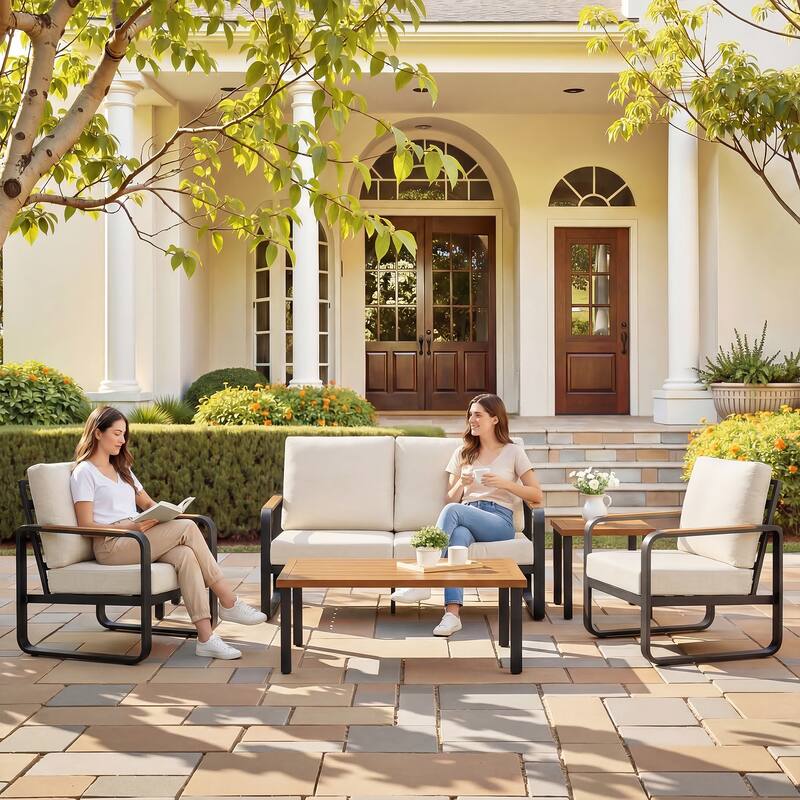 Outdoor Patio Conversation Sofa Set with Cushions