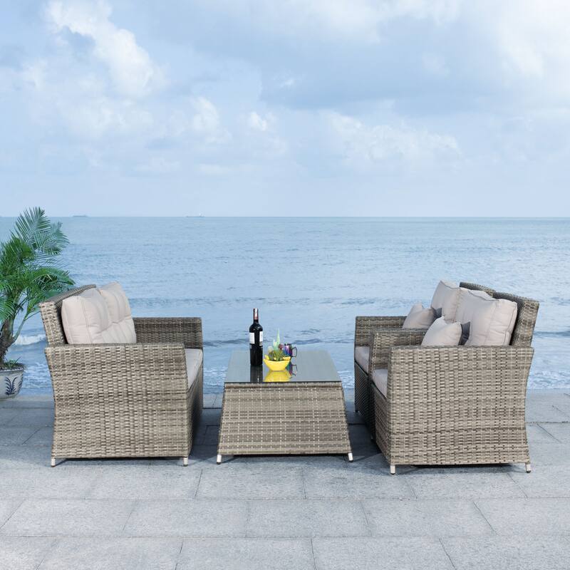 SAFAVIEH Outdoor Living Lorma 4-Piece Patio Set - 55"W x 32"D x 33"H