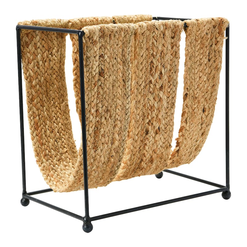 Woven Jute and Metal Magazine Holder