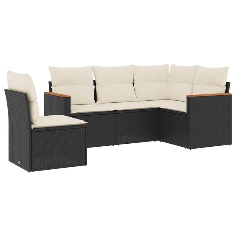 vidaXL Patio Sofa Set with Cushions Outdoor Conversation Furniture Poly Rattan