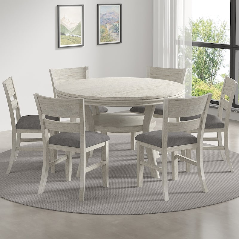 Javlergo Round Dining Table and Chairs Set for 4-8,Modern Kitchen Round Dining Table Set with Removable Leaves Space Saving