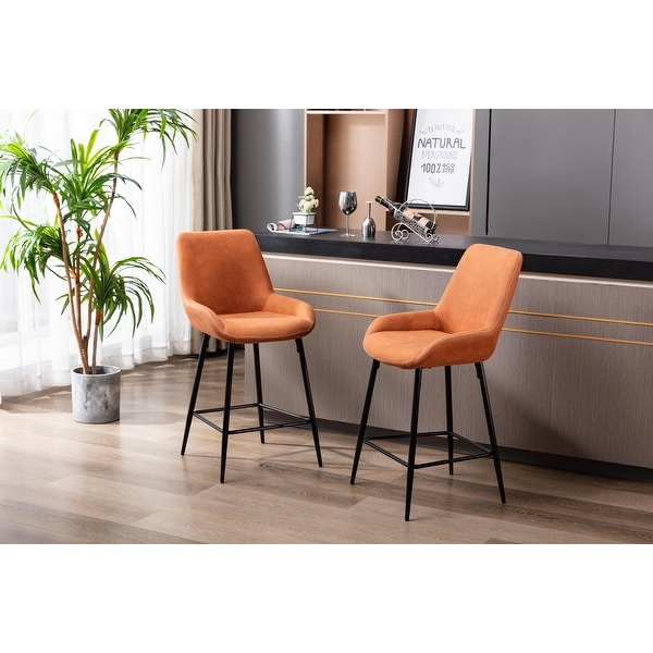 Porthos Home Kara Counter Stools Set Of 2 Microfiber Iron Legs