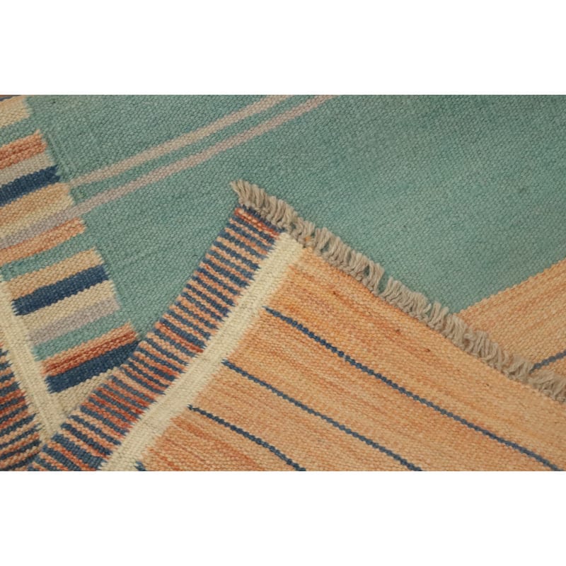 Hand Woven Oriental 100% Wool Carpet Southwestern Tribal Multi-Colored Kilim Runner Rug - 8' 1'' X 2' 0''