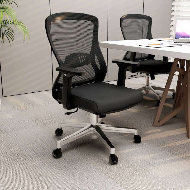 Cotton Office Chair with Mesh Mid-Back Adorit Series by LeisureMod