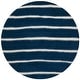 preview thumbnail 43 of 47, Martha Stewart by SAFAVIEH Chalk Stripe Wool/ Viscose Rug 6' Round - Wrought Iron/Navy - Round