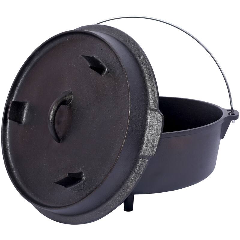 Pre-Seasoned Cast Iron Dutch Oven,Skillet Lid for Campfire BBQ Baking