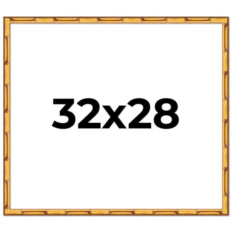32x28 Frame Gold Bamboo Picture Frame Modern Photo Frame Includes UV Acrylic Shatter Guard Front Acid Free Foam Backing Board