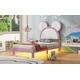 preview thumbnail 8 of 9, Twin Size Upholstered Platform Bed with Cute Bear Ears Headboard, Built-in LED Lights, No Box Spring Required, White&Pink