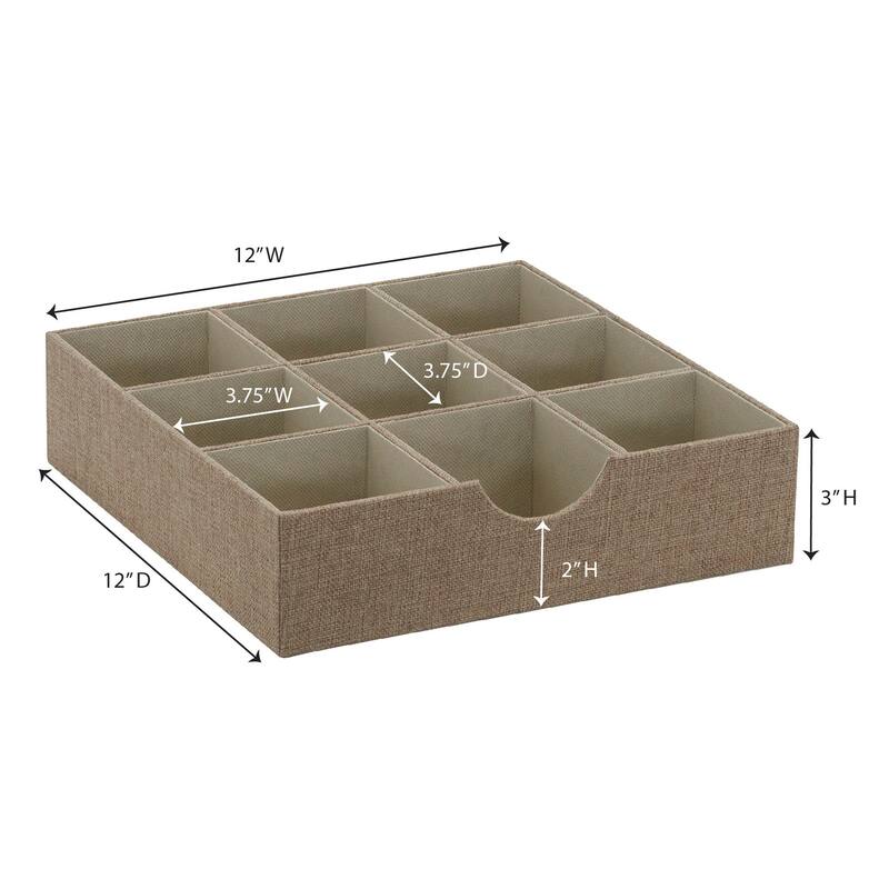 Household Essentials Drawer Organizer Tray with Fabric Cover - 12.0"L x 12.0"W x 3.0"H