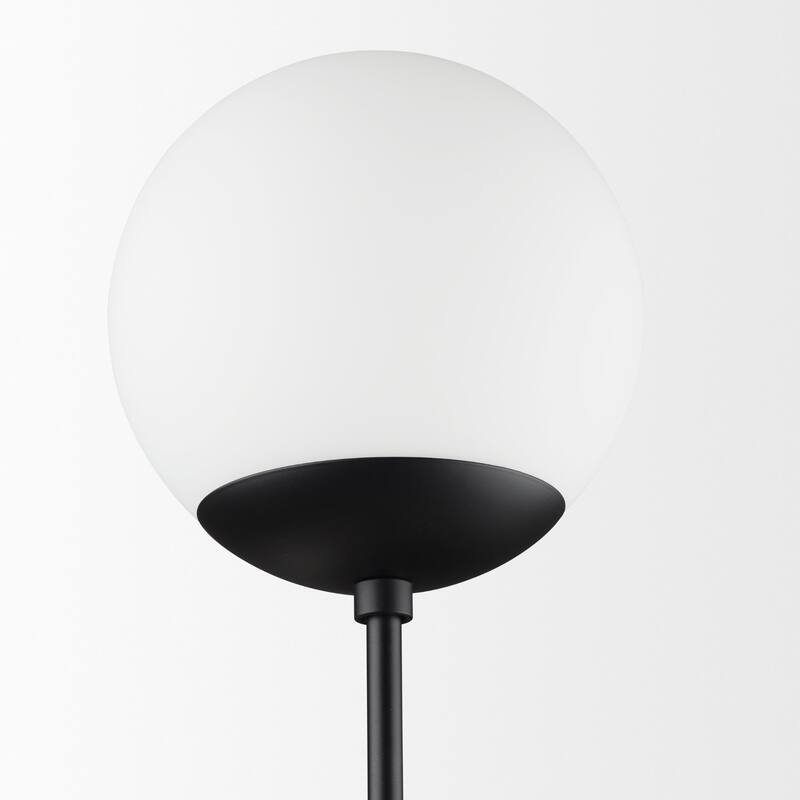 Edie Matte Black Metal w/ Frosted Glass Globes 2-Light Wall Sconce - 22.0L x 7.5W x 6.0H