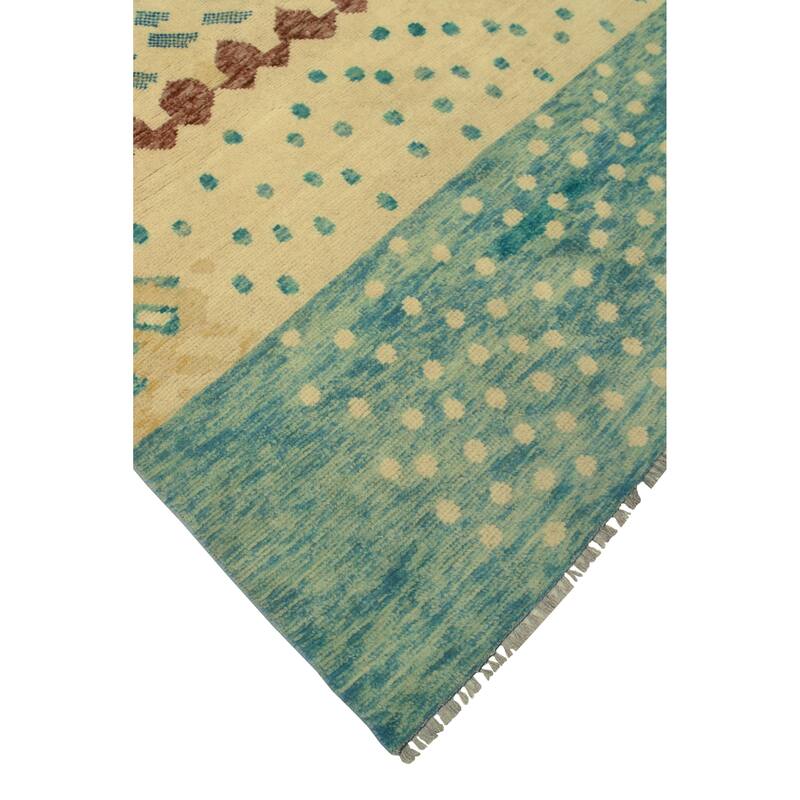 Balochi Adeeb Beige/Lt. Green Rug - 4'2" x 5'11"