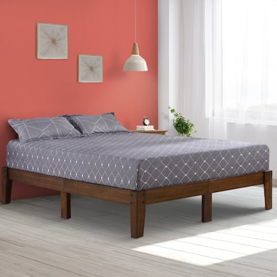 Sleeplanner Full 14-inch Natural Smart Wood Bed Frame