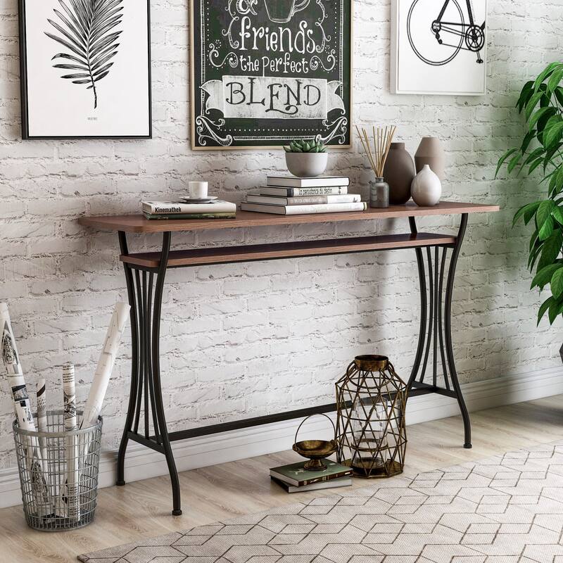 DH BASIC Industrial 60-inch Metal 1-Shelf Counter Height Table by Denhour