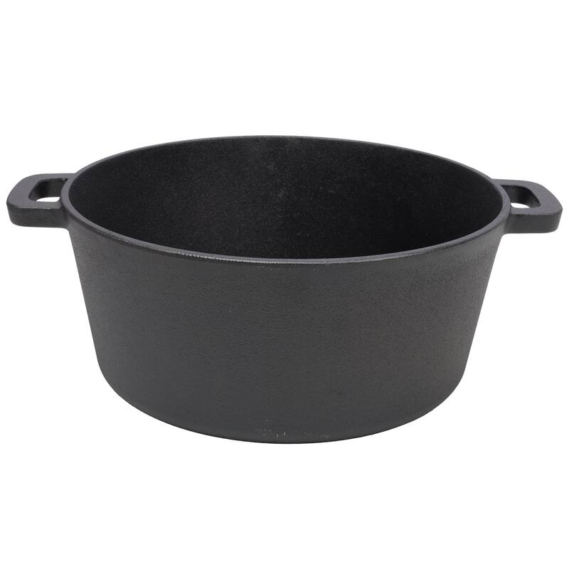 5QT Cast Iron Deep Pot and Skillet Lid with Iron Pot Rack and Lid Lifter, 3-In-1 Outdoor Camping Cast Iron Dutch Oven