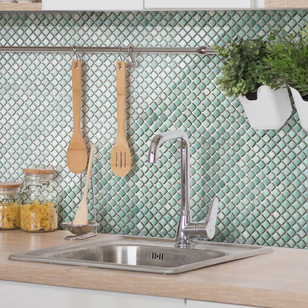 Merola Tile Hudson Diamond Mint Green 12-1/4" x 12-3/8" Porcelain Mosaic Floor and Wall Tile