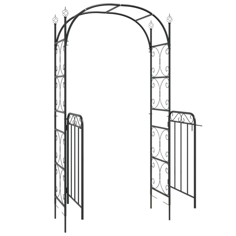 vidaXL Garden Arch With Gate Black Powder-coated steel Extra Tall