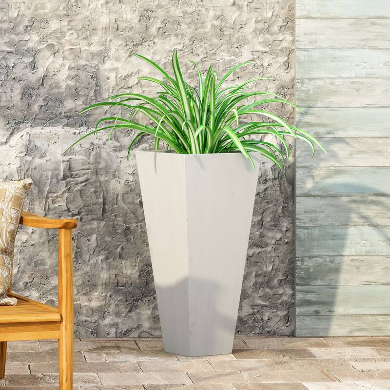 Modern Cast Stone Outdoor Planter Tapered Design for garden, backyard