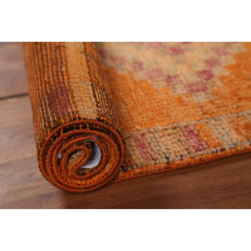 Anatolian Turkish Vintage Runner Rug Hand-Knotted Wool Carpet - 2'11"x 12'3"