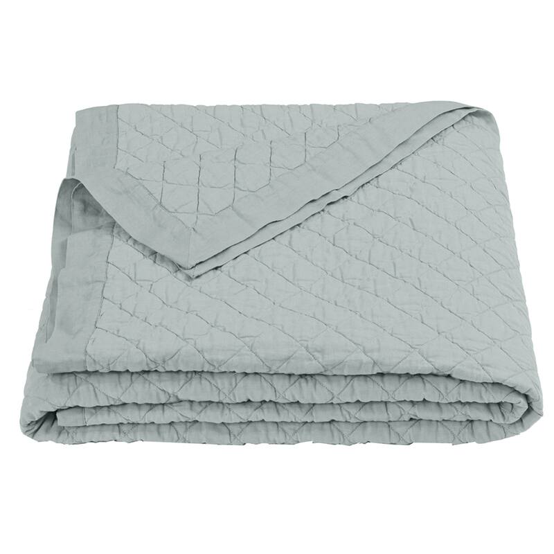 HiEnd Accents Diamond Pattern Linen Cotton Quilt, 1PC - Seaglass - Queen