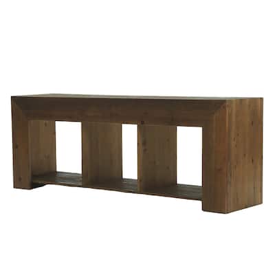 Solid Wood Low Entryway Table, 63-Inch Console Table with Shelf