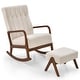 preview thumbnail 1 of 18, Costway Rocking Chair with Ottoman Upholstered Fabric Glider Rocker - See Details Beige