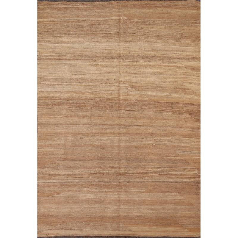 Earth Tone Kilim Modern Area Rug Reversible Flat-weave Wool Carpet - 4'11"x 6'8"