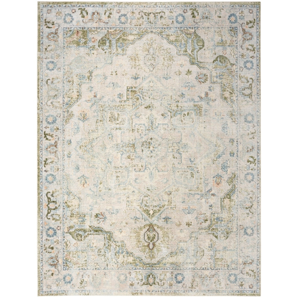 Nourison Abby Machine Washable Indoor only Persian Floral Area Rug.