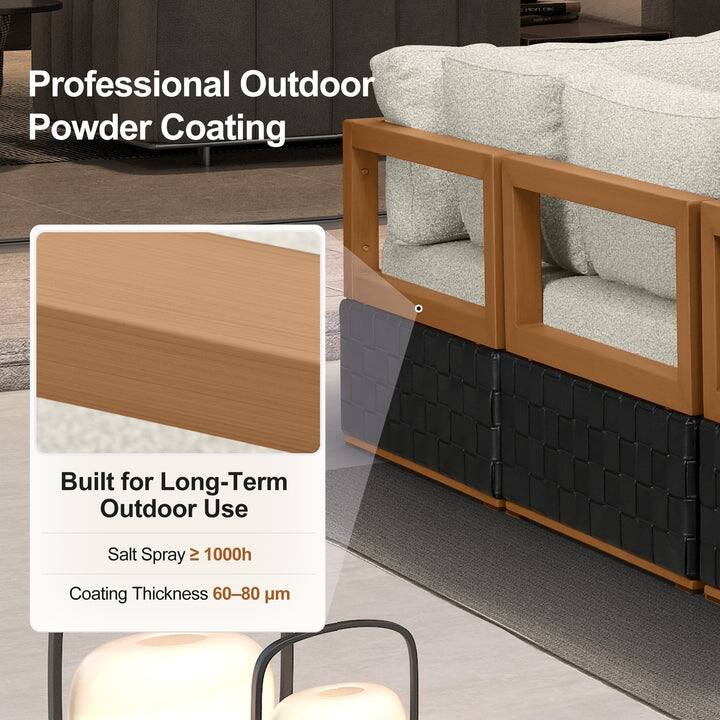 PURPLE LEAF GLFSF Enclosed Black sofa with white seat Outdoor Couch for Yard Porch Deck Patio Conversation Sets