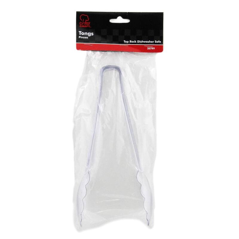 Chef Craft 9" Clear Plastic Serving Tongs with Clamshell Ends