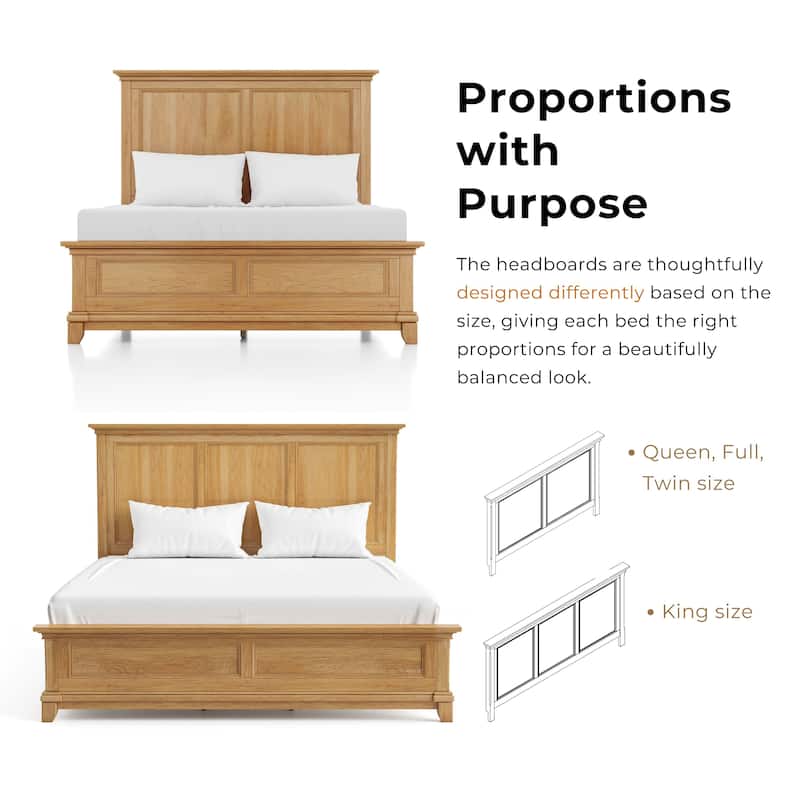 Furniture of America Wellington Farmhouse Natural Oak Solid Wood Kids Panel Bed