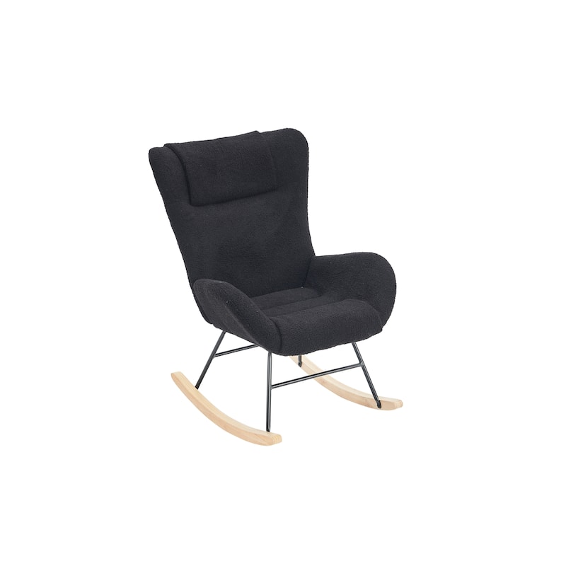 Solid Wood Legs Reading Chair with Teddy Fabric Upholstered
