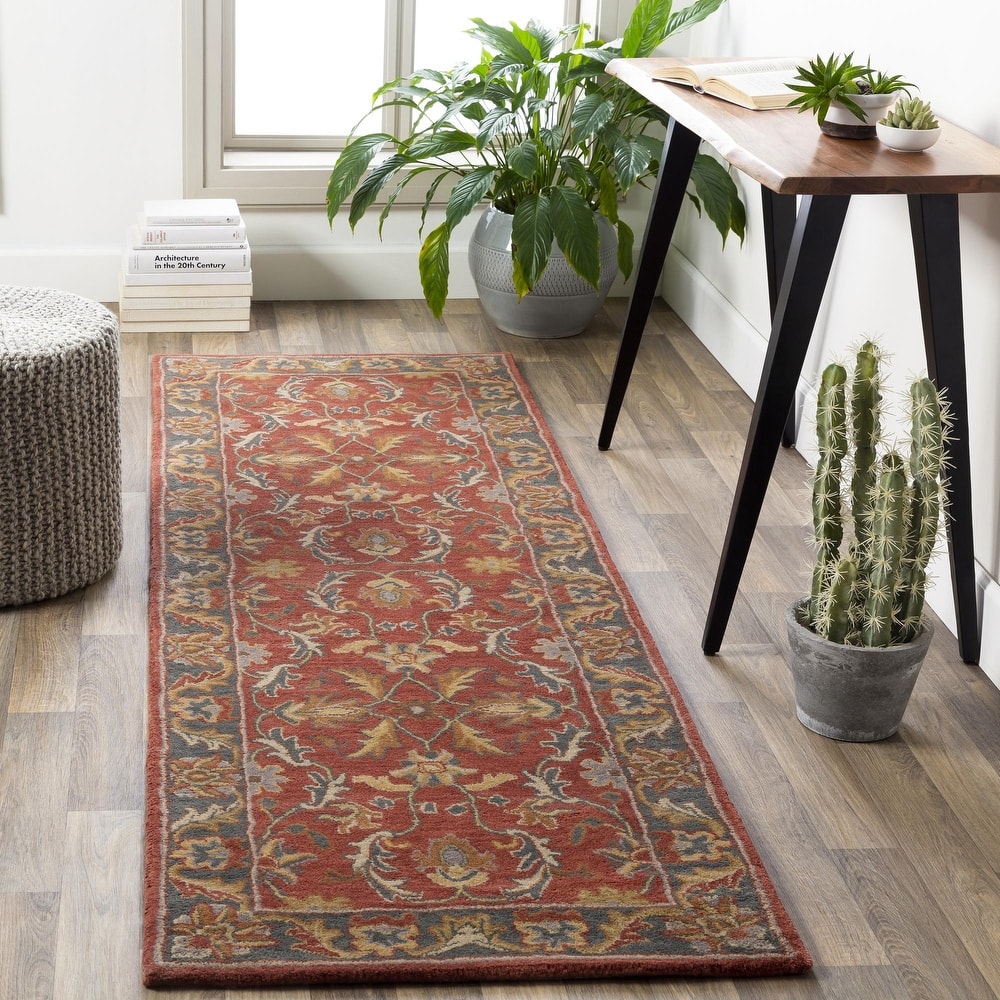 Livabliss Caesar Hand Tufted Traditional Border Wool Area Rug