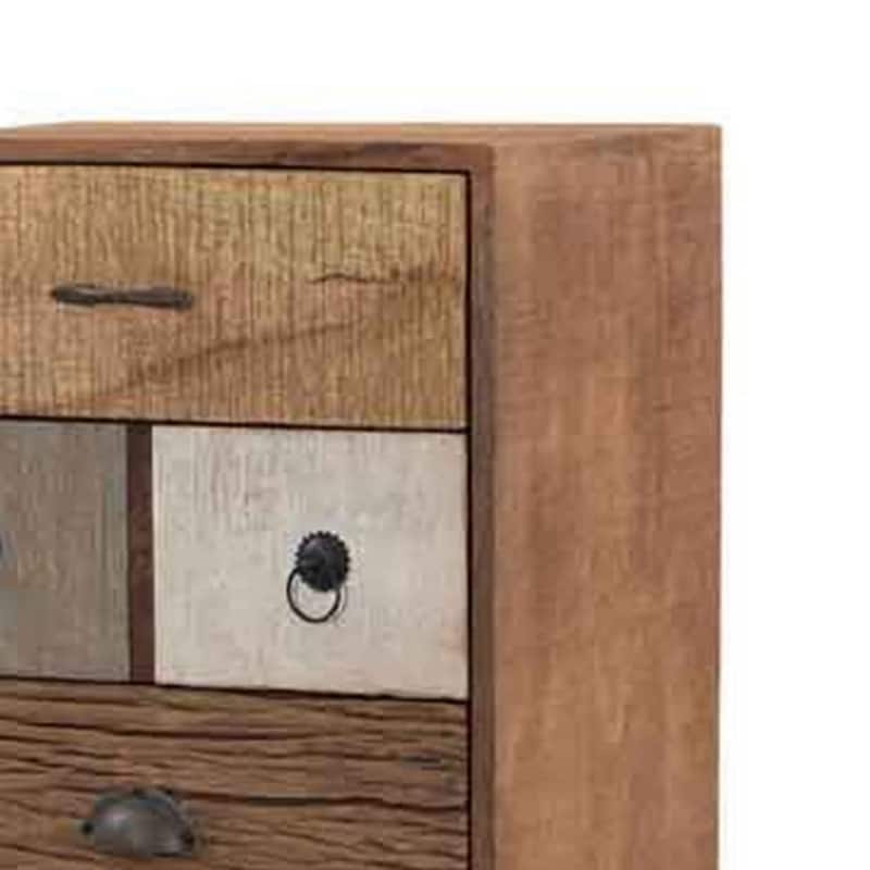 42 Inch Tall Dresser Chest, Multicolor, 6 Drawers, Sturdy Sled Base, Brown