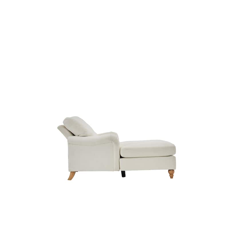 Modern Mid-Century Indoor Oversized White Foam Chaise Lounger Sleeper Sofa
