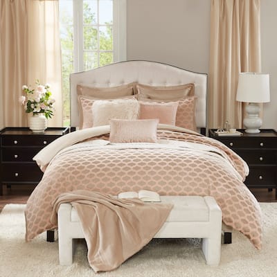 Madison Park Signature Romance Chic Pink Chenille Jacquard Comforter Set