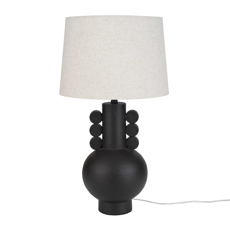 Nourison 29" Matte Black Ceramic Spherical Table Lamp
